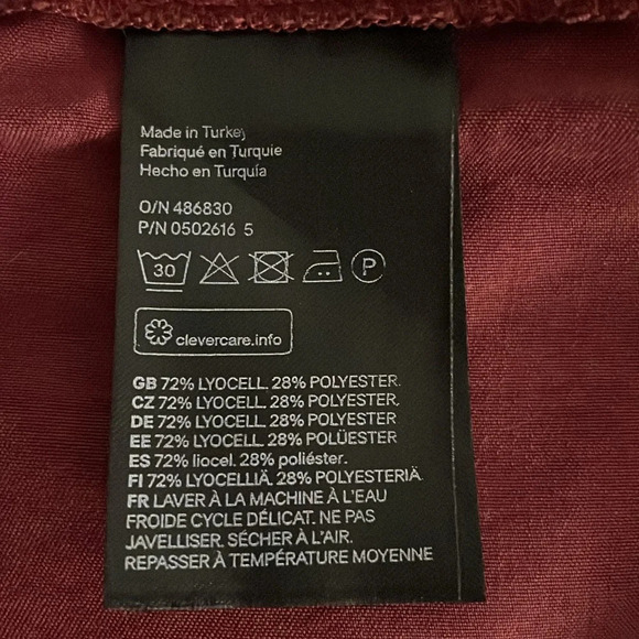 H&M Blouse Top Peasant Off the Shoulder Size 4 Burgundy Short Layered Sleeves - Picture 6 of 8